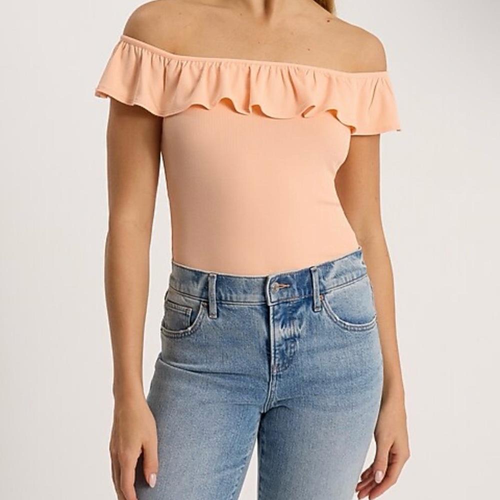 Express Peach Off-Shoulder Ruffle Top